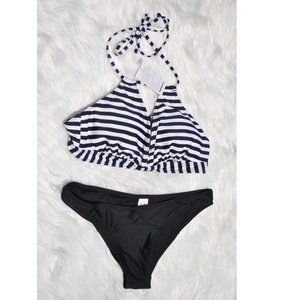 Bikini Sets with Push Up Swimsuit Striped Print High Waist Size Medium